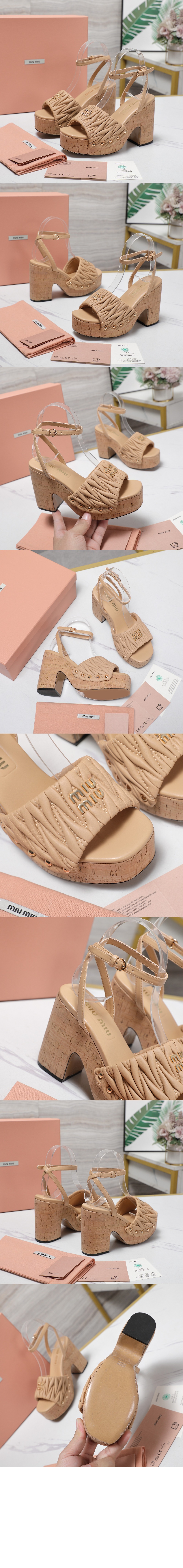 미러급레플리카사이트 | 명품레플리카 전문 쇼핑몰  | 퍼스트원 - 코르크 굽 퀼팅 나파 가죽 샌들 5XZ482 > 미우미우