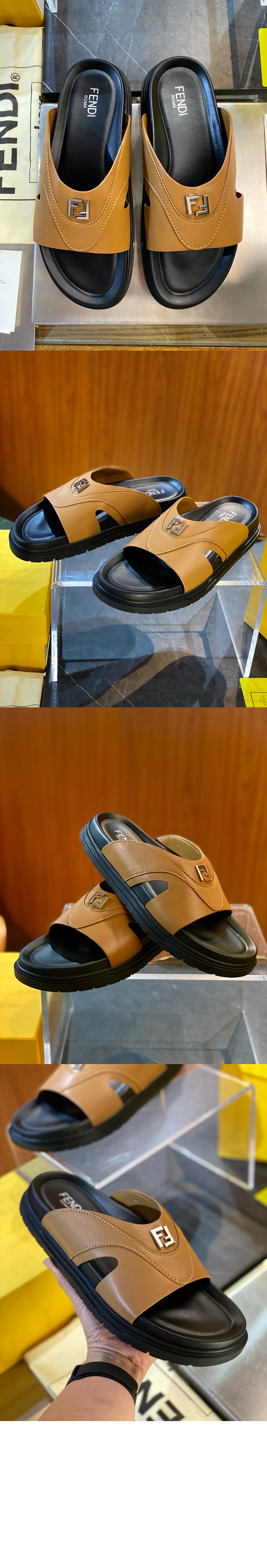 미러급레플리카사이트 | 명품레플리카 전문 쇼핑몰  | 퍼스트원 - 스퀘어드 FF 레더 슬리퍼 7X1673 > 펜디