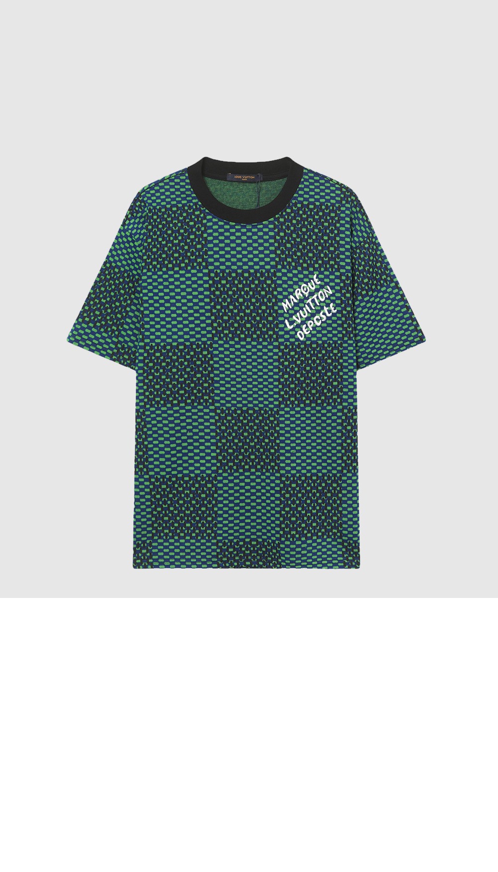 미러급레플리카사이트 | 명품레플리카 전문 쇼핑몰  | 퍼스트원 - 자카드 다미에 쇼트 슬리브드 코튼 크루넥 > 루이비통