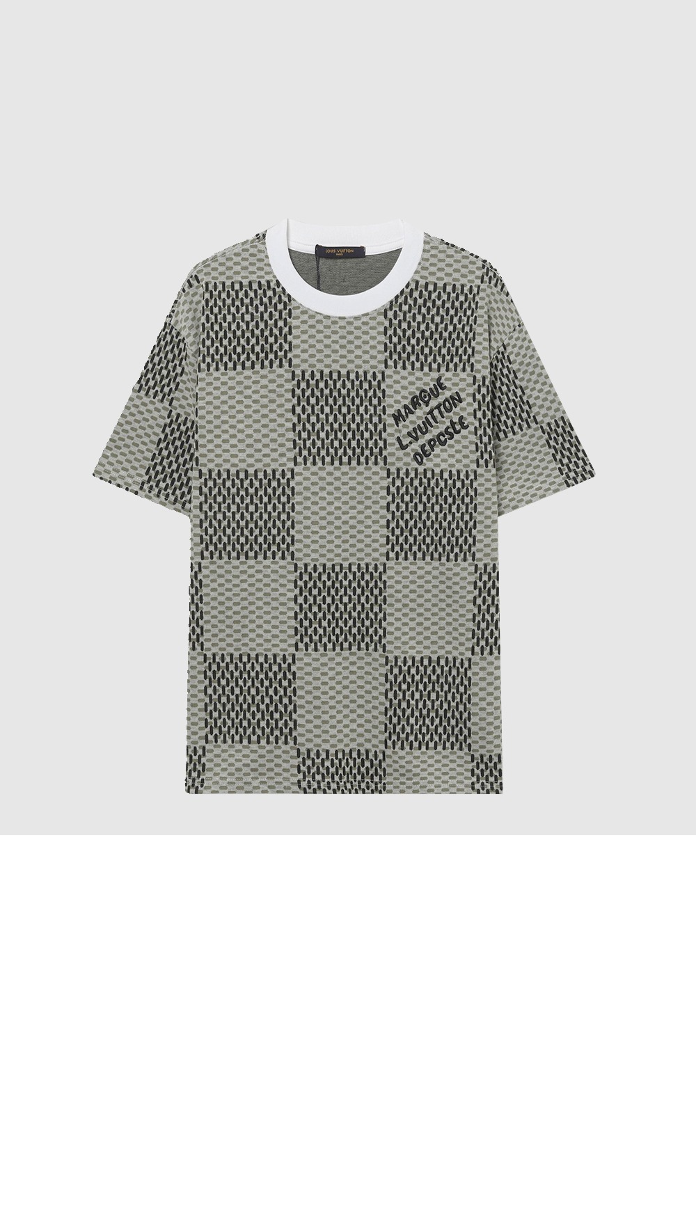 미러급레플리카사이트 | 명품레플리카 전문 쇼핑몰  | 퍼스트원 - 자카드 다미에 쇼트 슬리브드 코튼 크루넥 > 루이비통