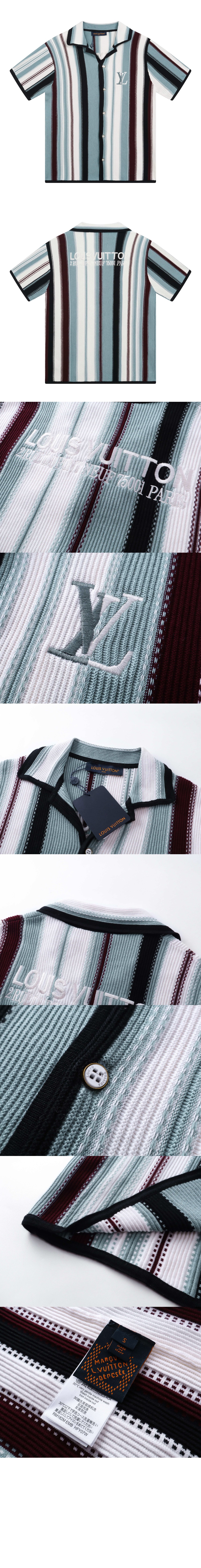 미러급레플리카사이트 | 명품레플리카 전문 쇼핑몰  | 퍼스트원 - 스트라이프드 크로셰 쇼트 슬리브드 셔츠 > 루이비통