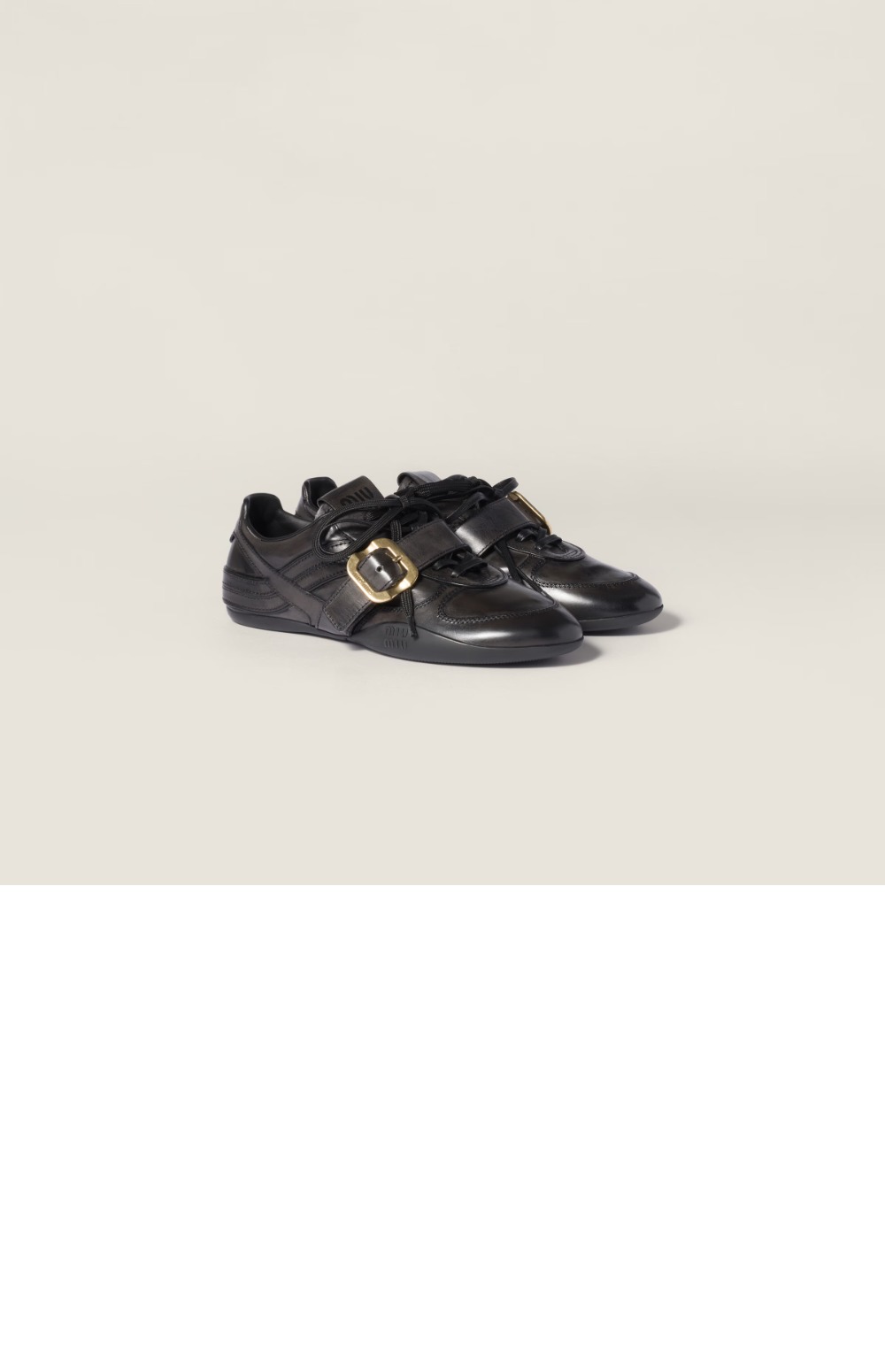 미러급레플리카사이트 | 명품레플리카 전문 쇼핑몰  | 퍼스트원 - 버클 장식 가죽 스니커즈 5E549E > 미우미우