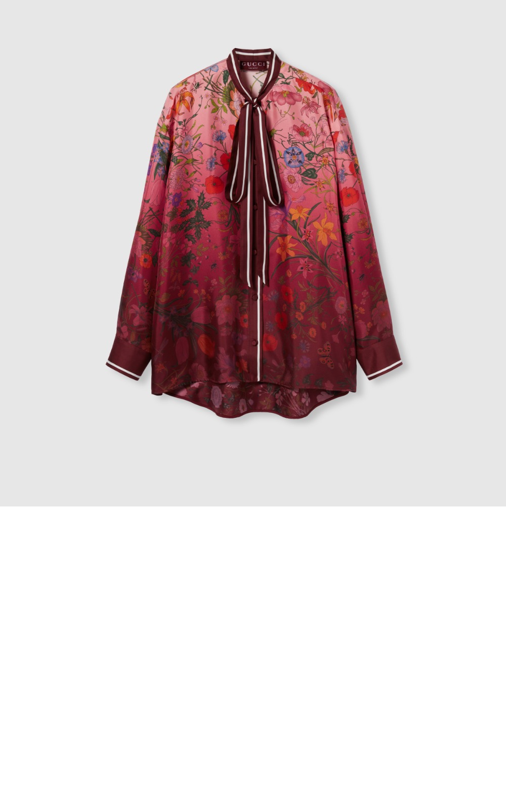 미러급레플리카사이트 | 명품레플리카 전문 쇼핑몰  | 퍼스트원 - 목 리본 프린트 실크 셔츠 > 구찌