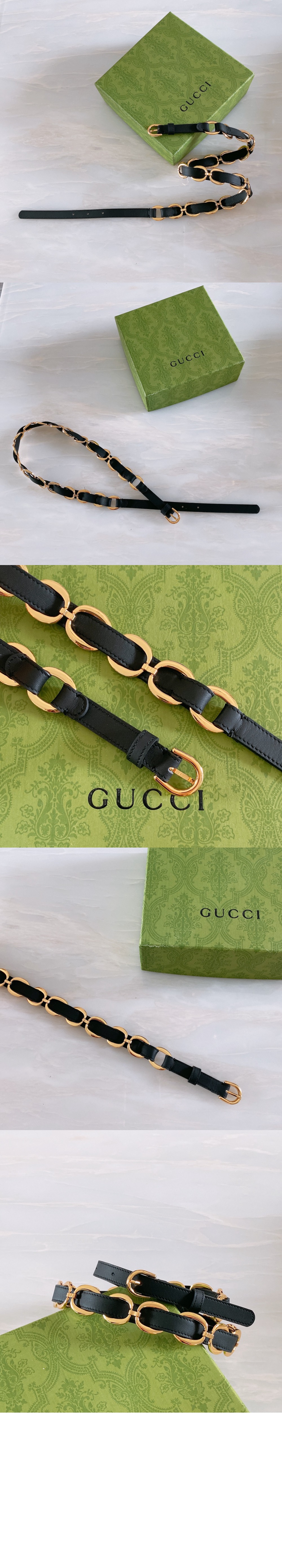 미러급레플리카사이트 | 명품레플리카 전문 쇼핑몰  | 퍼스트원 - 체인 디테일 가죽 벨트 620688 > 구찌