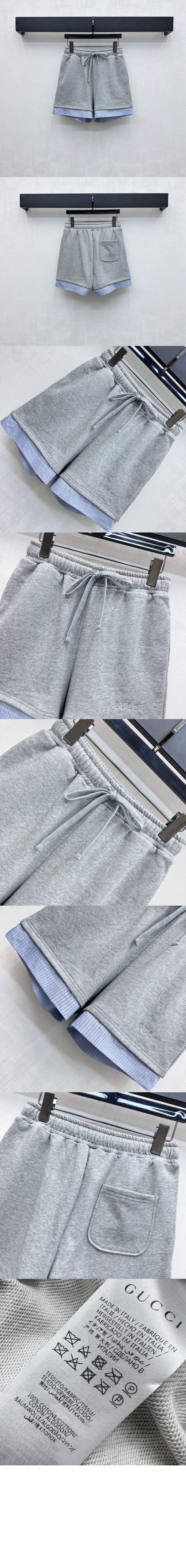 미러급레플리카사이트 | 명품레플리카 전문 쇼핑몰  | 퍼스트원 - 자수가 들어간 코튼 저지 반바지 > 구찌