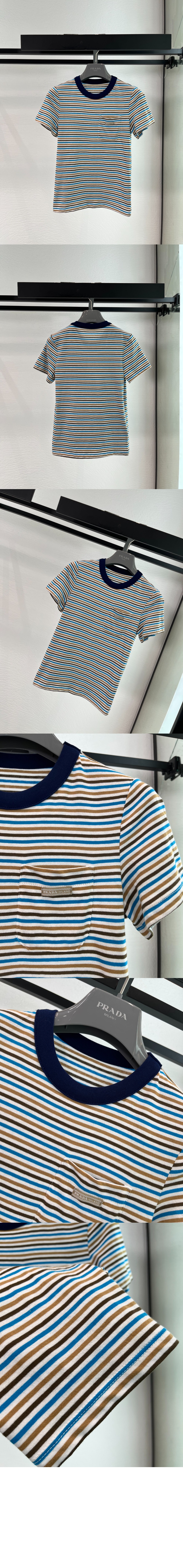 미러급레플리카사이트 | 명품레플리카 전문 쇼핑몰  | 퍼스트원 - 스트라이프 라일 코튼 티셔츠 > 프라다