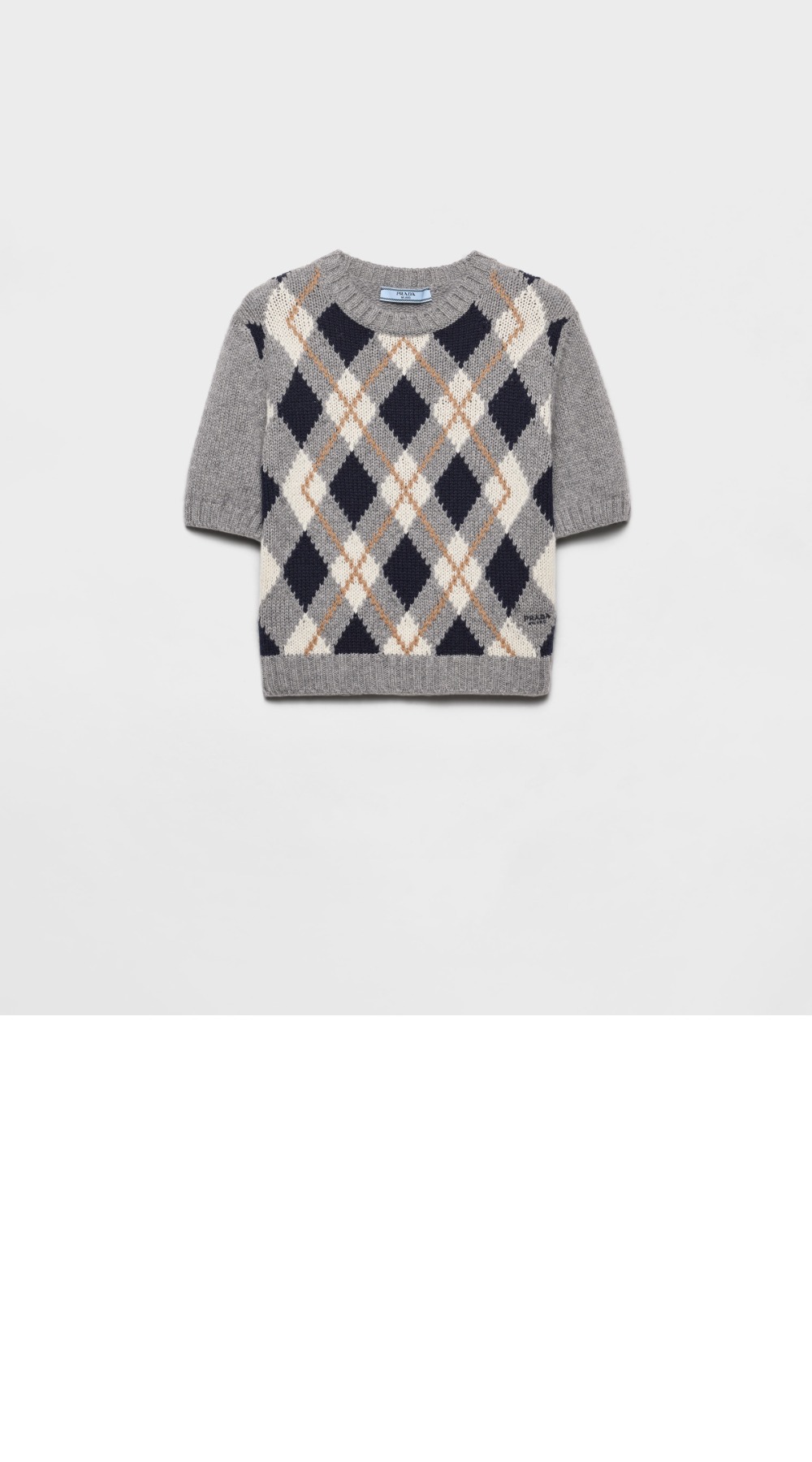 미러급레플리카사이트 | 명품레플리카 전문 쇼핑몰  | 퍼스트원 - 쇼트 슬리브 아가일 니트 캐시미어 스웨터 > 프라다