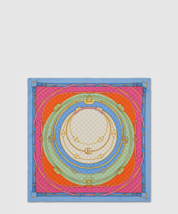 GG 벨트 프린트 실크 스카프  788599