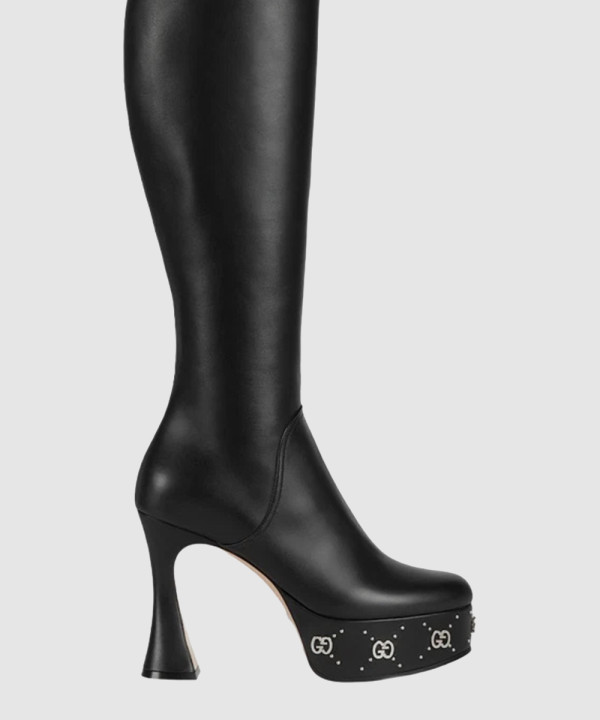 플랫폼 부츠 블랙 레더 750519