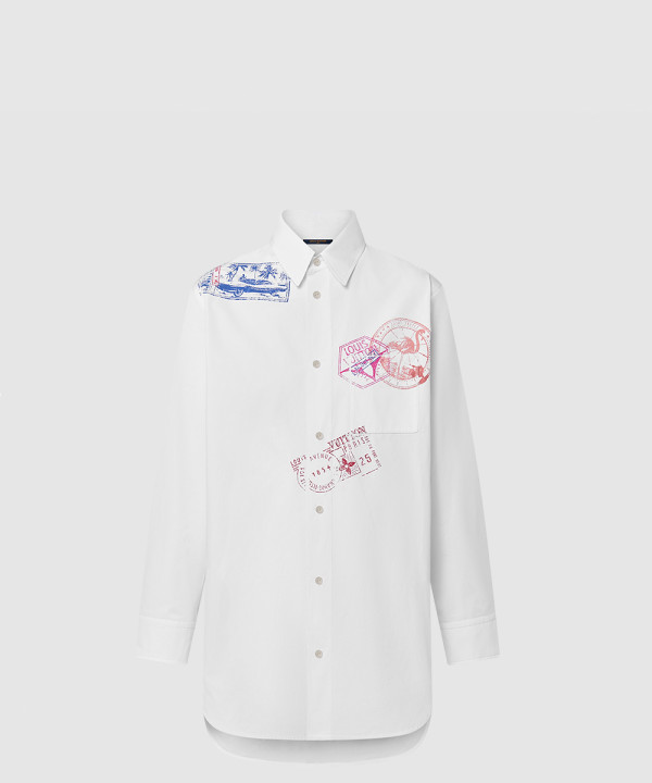 트래블 스탬프 롱 셔츠