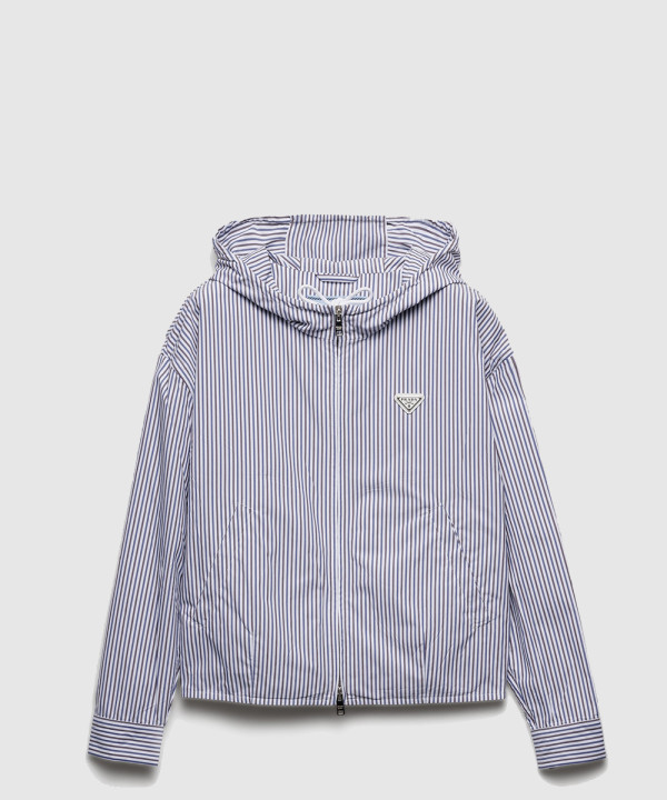 스트라이프 포플린 블루종 재킷