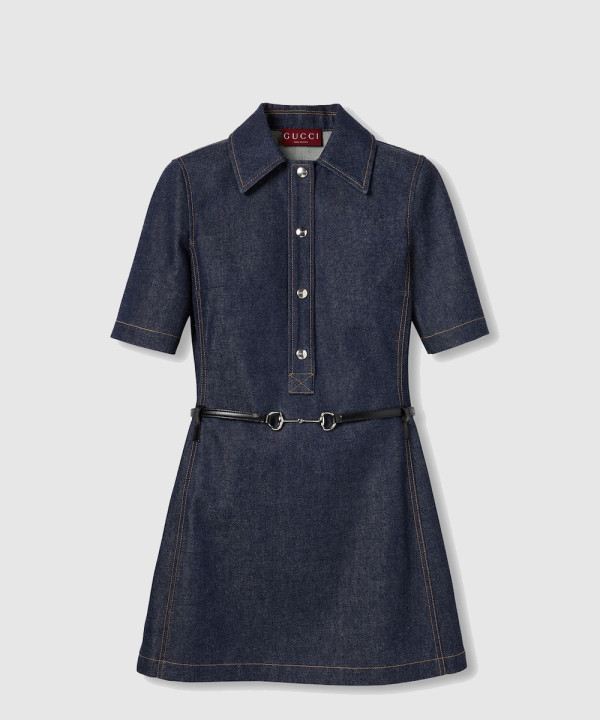 홀스빗 데님 미니 드레스