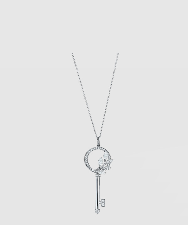 플래티넘 큐빅 넝쿨 링 키 펜던트