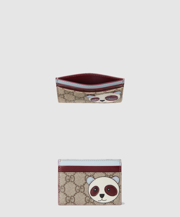 판다 디테일의 바이컬러 GG 카드 케이스 818769