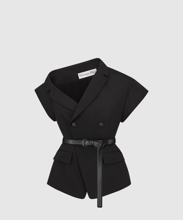 벨트 언발란스 반소매 재킷