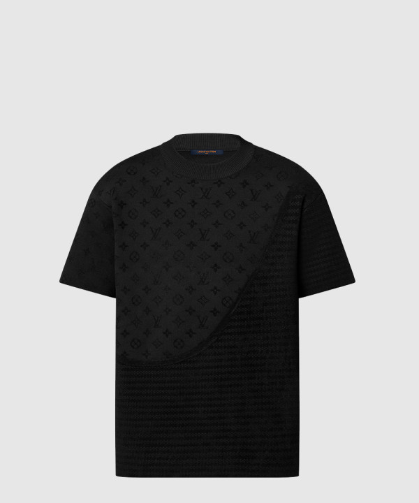 그래픽 자카드 쇼트 슬리브드 크루넥