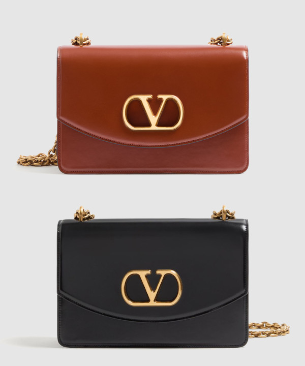 가라바니 베인 유광 송아지 가죽 숄더백