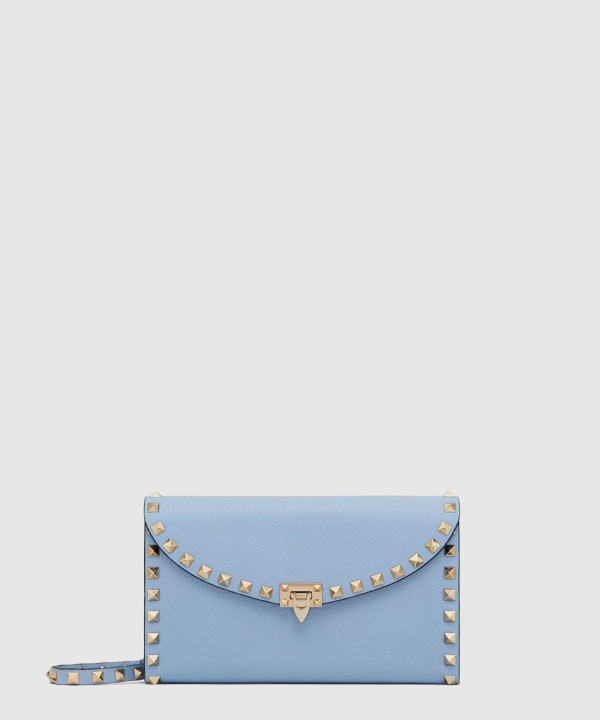 락스터드 그레인 송아지 가죽 체인 지갑