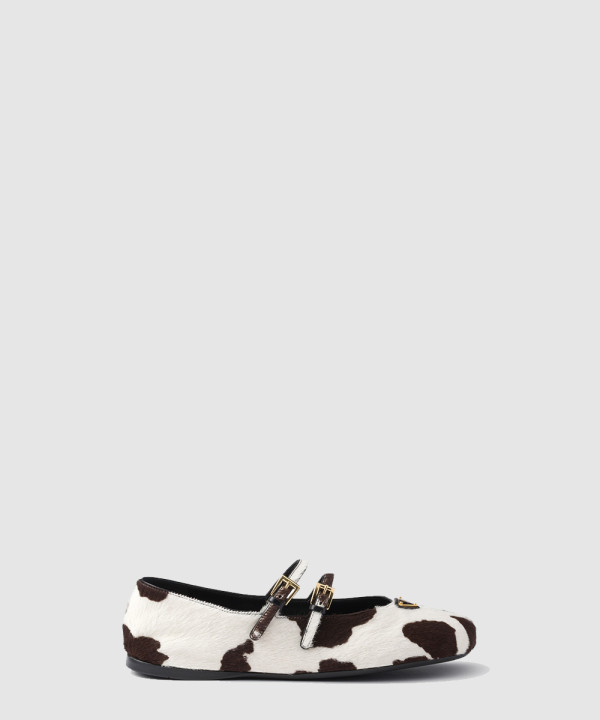 프린트 가죽 발레리나 1F794N