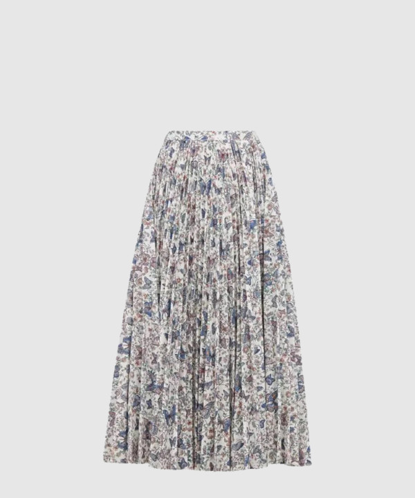 플리츠 미디 스커트