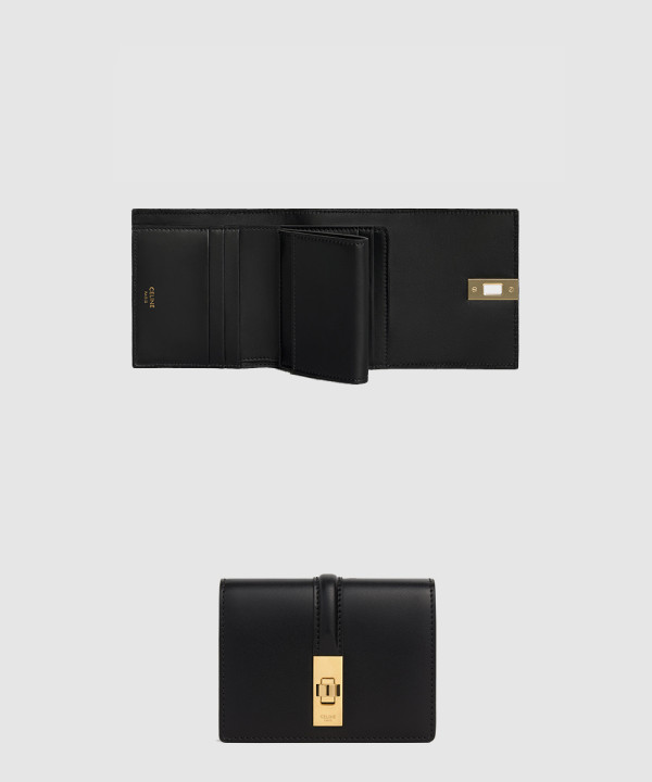 스몰 16 3단 지갑 새틴 카프스킨 10F523