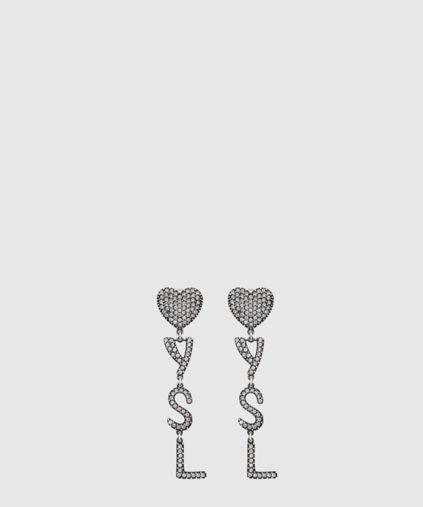 메탈 및 크리스탈 소재의 Opyum 하트 이어링 584228