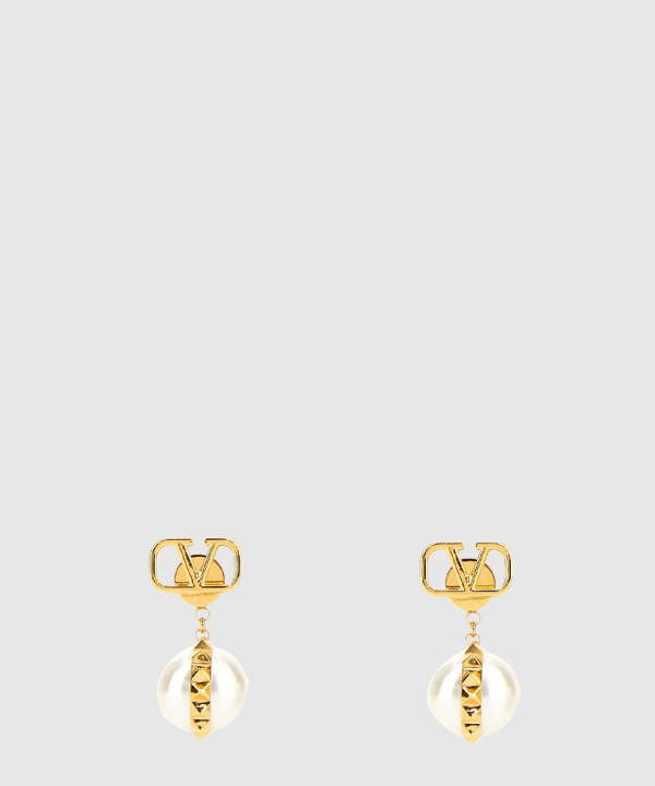 드롭 V로고 스터드 이어링