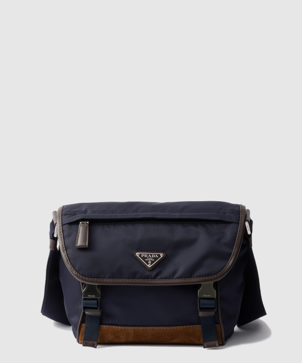 미디엄 리나일론 및 가죽 숄더백 2VD066