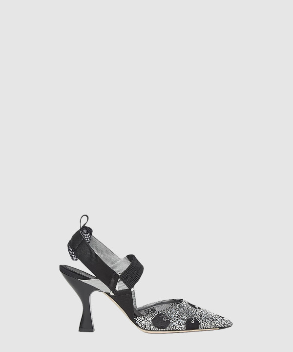 콜리브리 매쉬 라인스톤 하이힐 슬링백 8J8585