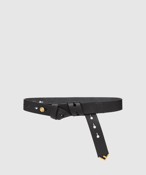 리얼 가죽 금속 장식 와이드 벨트 8C0589