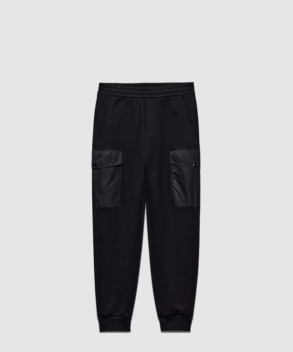 리나일론 디테일의 코튼 플리스 조거 팬츠