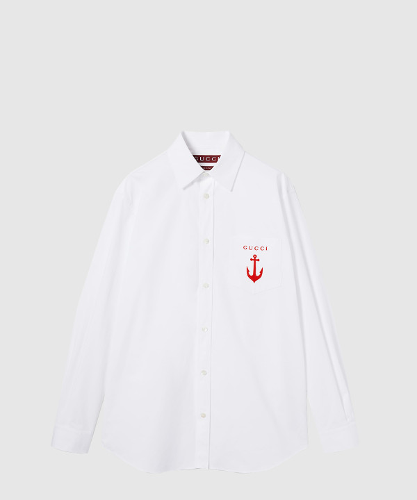 자수 코튼 포플린 셔츠