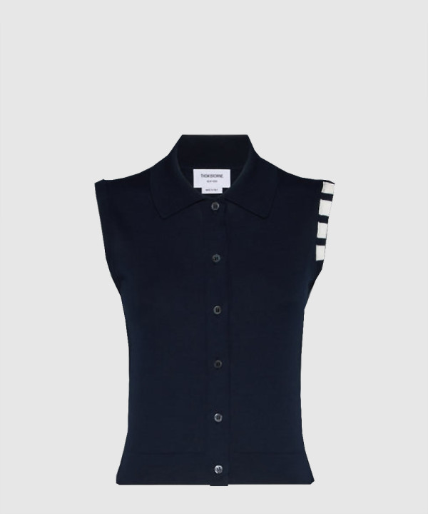 코튼 4-바 크롭 셔츠