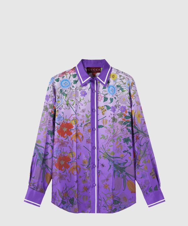 프린트 실크 셔츠