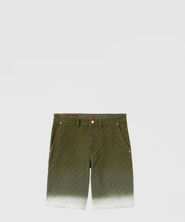 표백 GG 코튼 데님 자카드 반바지