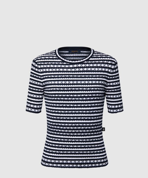 스캘럽 스트라이프 니트 톱