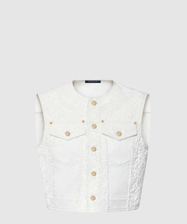 슬리브리스 모노그램 필 쿠페 데님 재킷