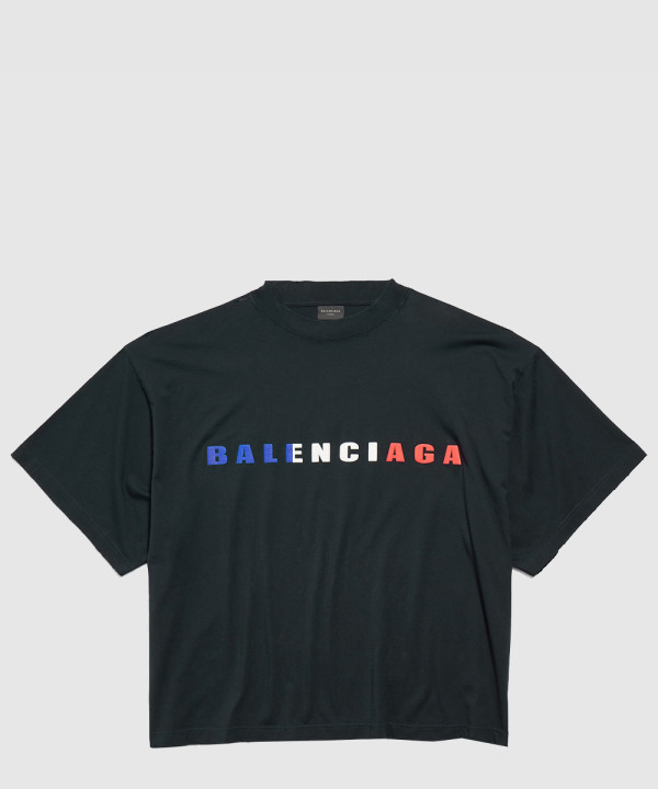 프랑스 쇼트 슬리브 크롭 티셔츠