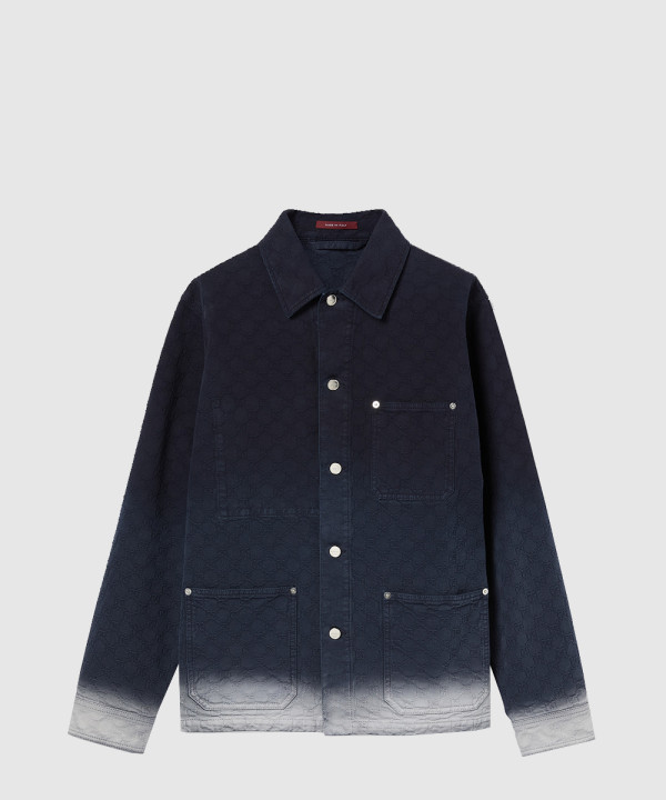 블리치 GG 코튼 데님 자카드 셔츠