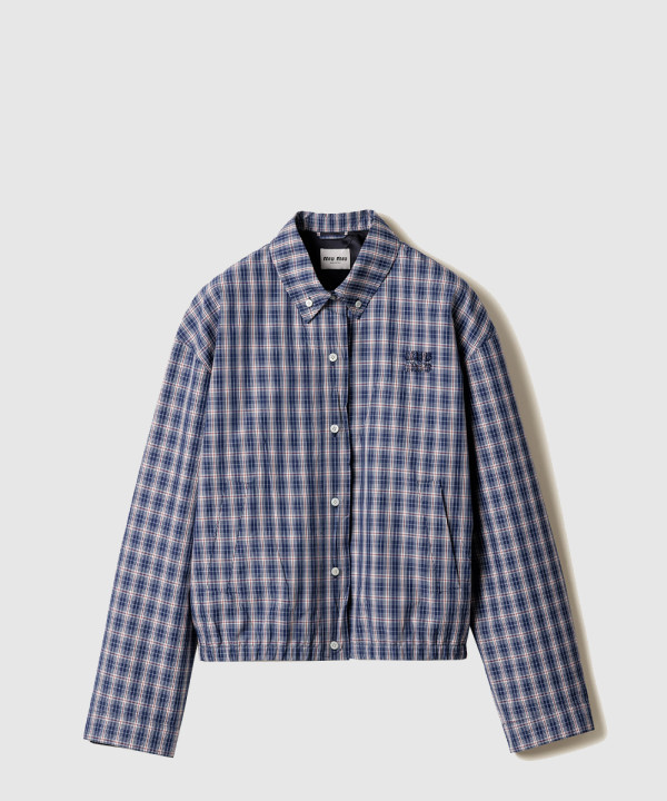 체크 패브릭 블루종 재킷