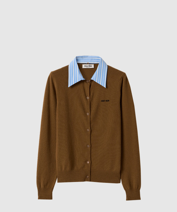 카라 장식 캐시미어 가디건