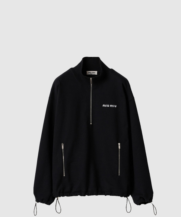 코튼 플리스 지퍼 스웨트셔츠