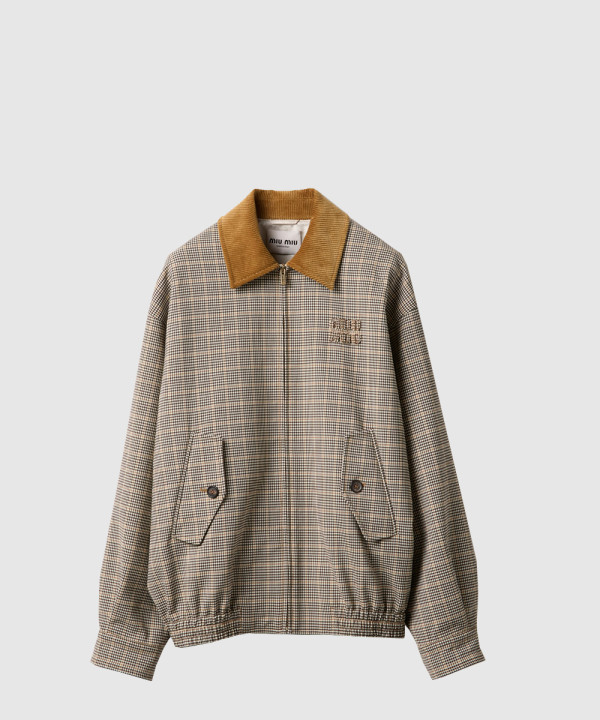 이중 짜임 체크 블루종 재킷