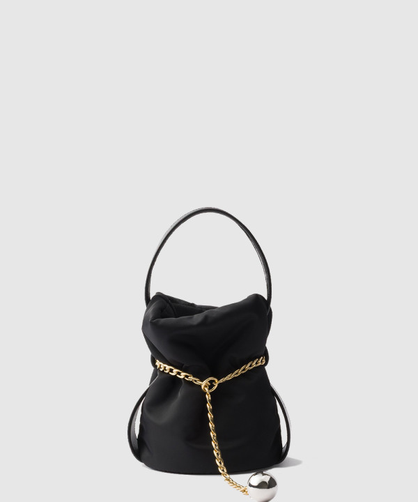 쁘띠 삭 누아르 미니 리나일론 및 나파 가죽 버킷백 1BE088