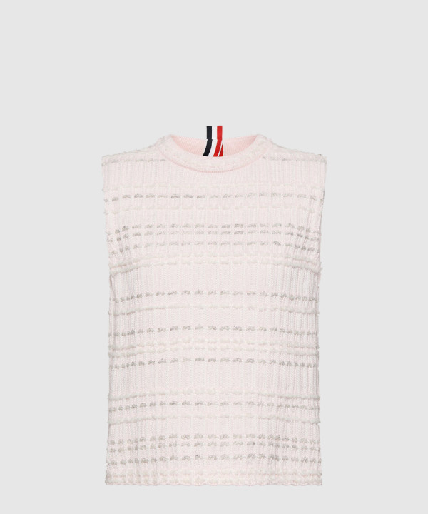 시어서커 니트 트위드 자카드 쉘 탑