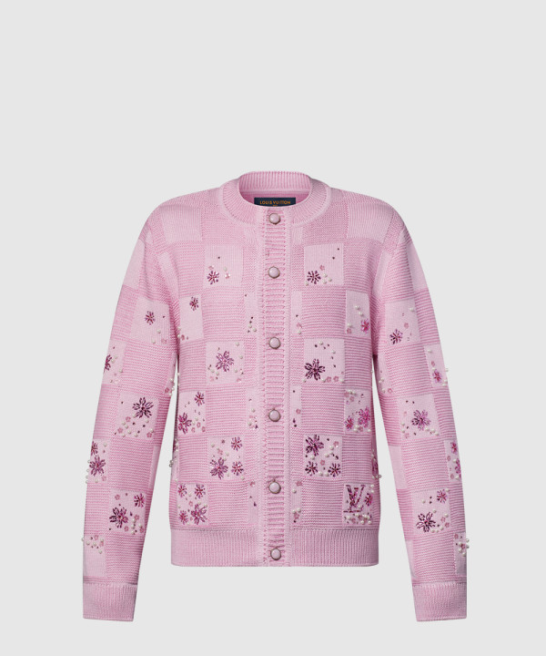 다미에 엠브로이더드 가디건